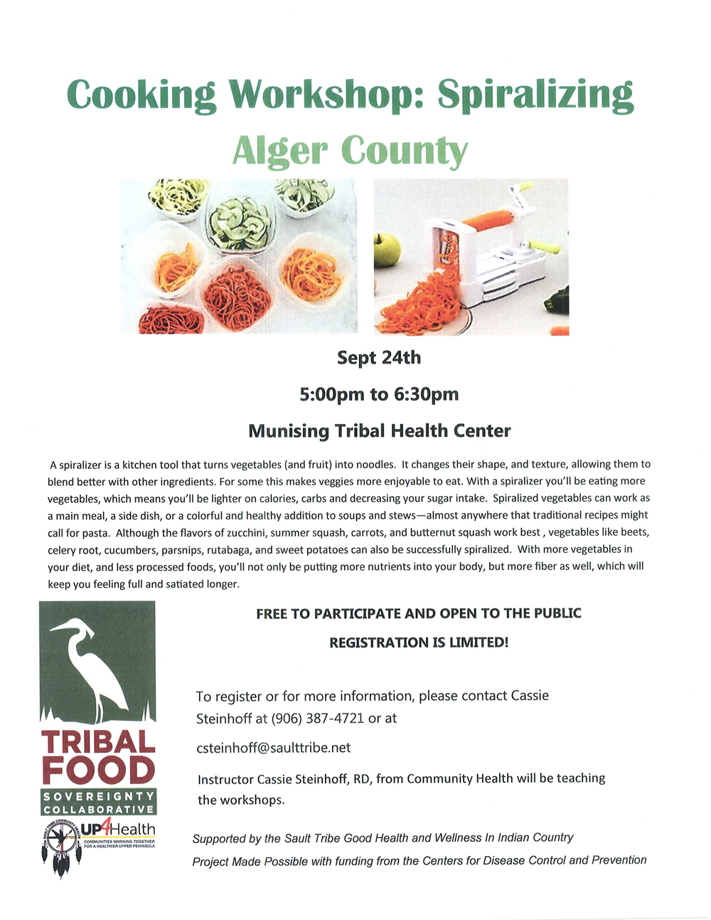 Cooking Workshop - Spiralizing - Alger County